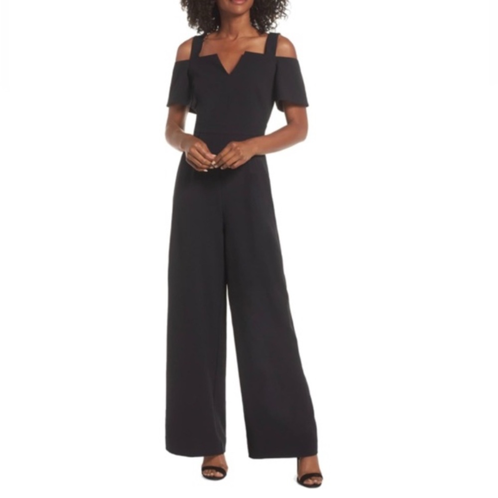 Eliza J Black Off-Shoulder Jumpsuit